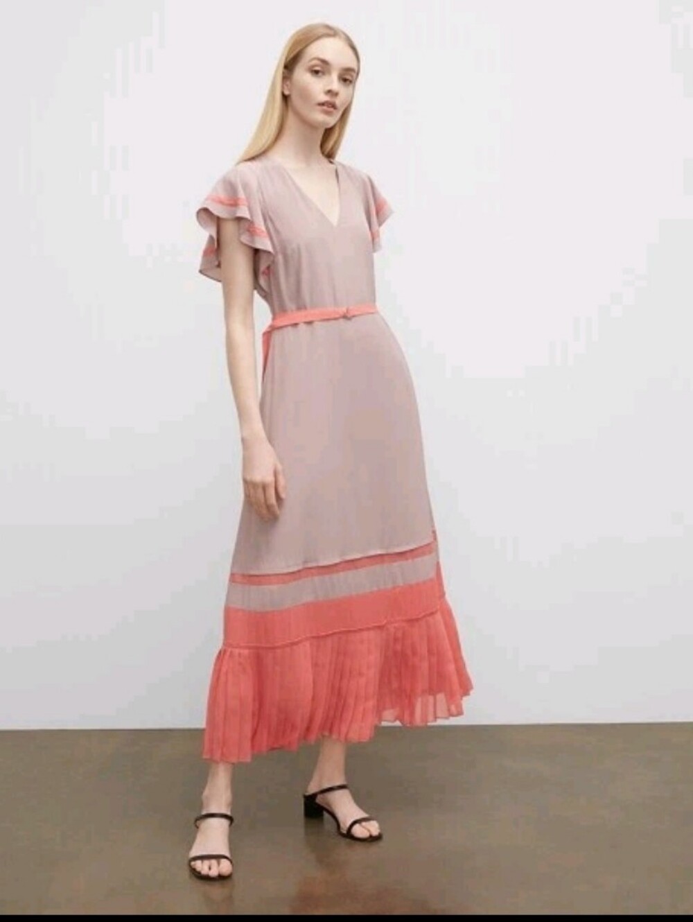Club Monaco Colorblock Pleated Maxi Dress size 0